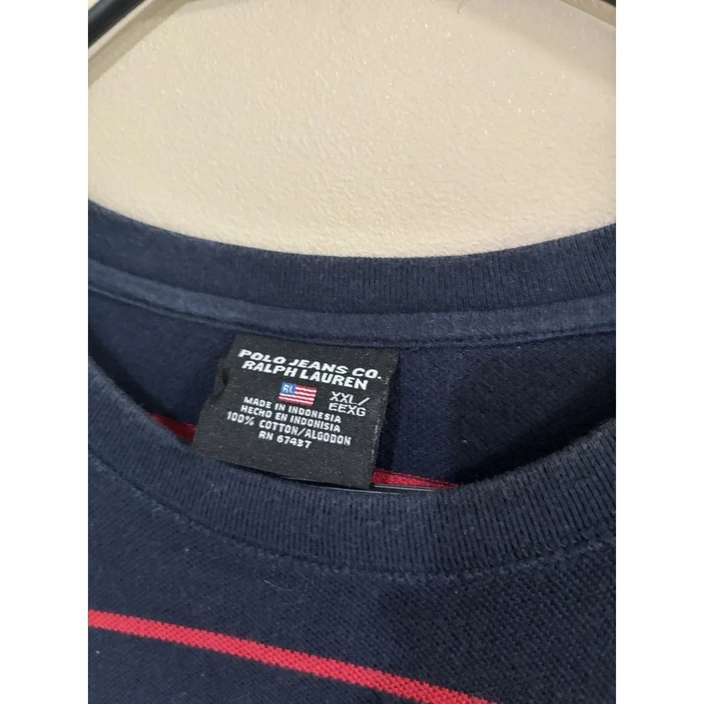Men's Vintage 90's Polo Jeans Ralph Lauren Short Sleeve Pocket Striped Shirt 2XL